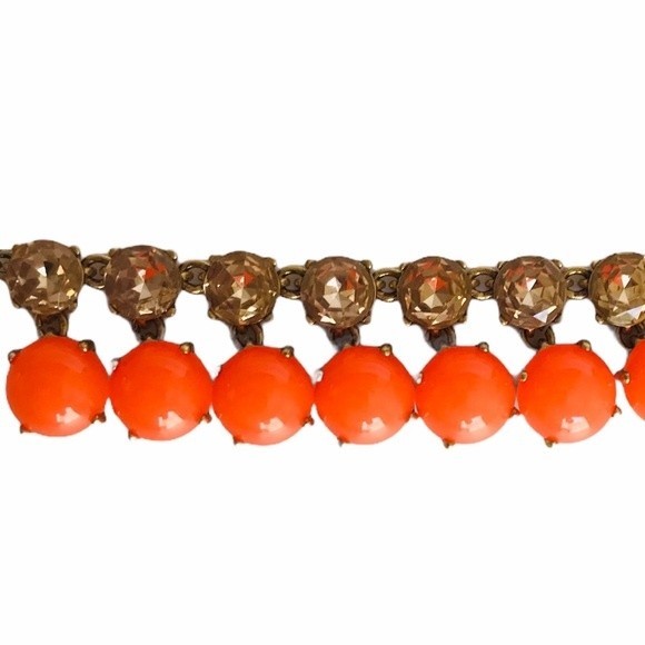 J. Crew Orange Stone and Gold Rhinestone Necklace - Picture 6 of 9